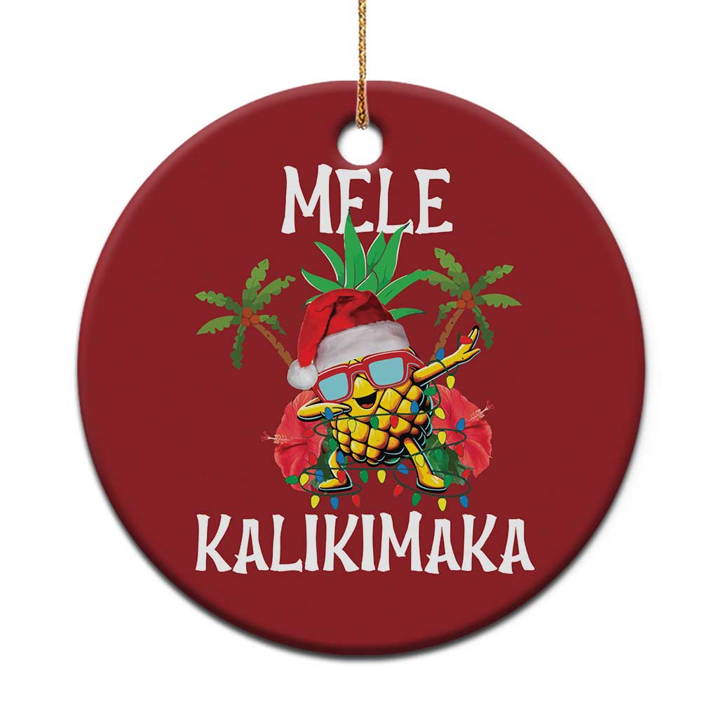 Hawaii Xmas Christmas Ornament Mele Kalikimaka Hawaiian Pineapple Xmas Lights Santa Hat - Wonder Print Shop