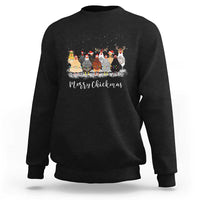 Black christmas chickens sweatshirt with festive rooster and chicken graphic, crew neck