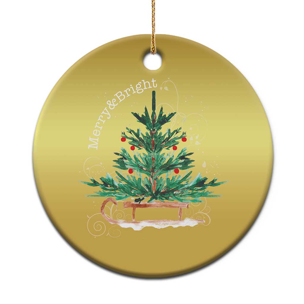 Merry and Bright Xmas Sleigh Christmas Ornament - Wonder Print Shop