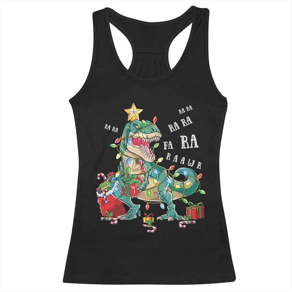 Dinosaur Christmas Racerback Tank Top Tree Lights Xmas Boys Men