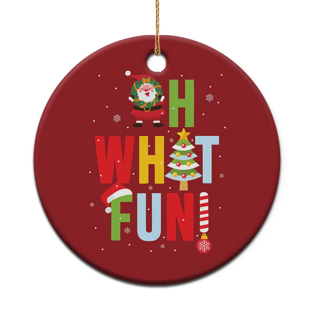 Funny Xmas Santa Christmas Ornament Oh What Fun Christmas Tree And Wreath - Wonder Print Shop