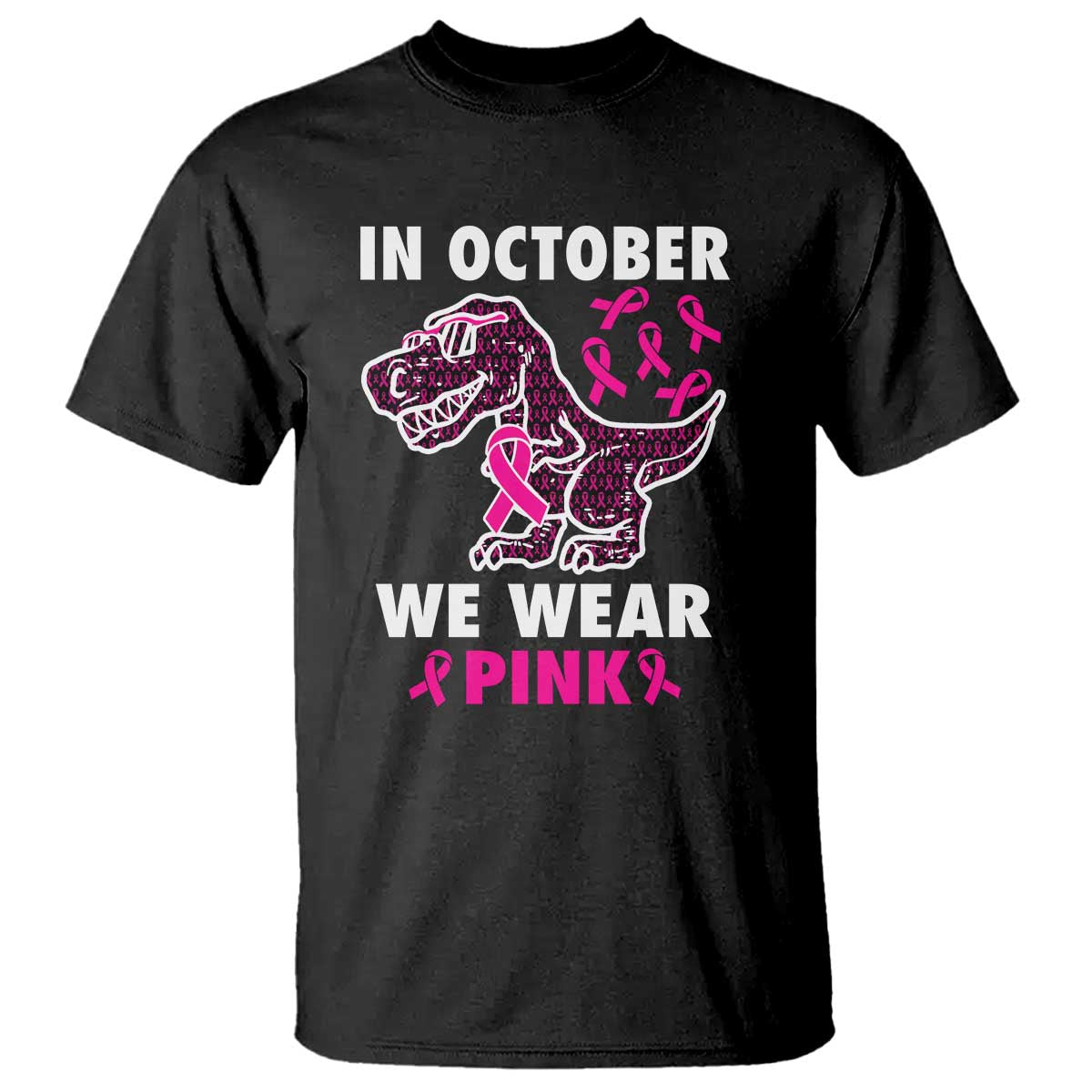 In October We Wear Pink Breast Cancer Awareness Toddler Kids T Shirt Pink Ribbon - Wonder Print Shop