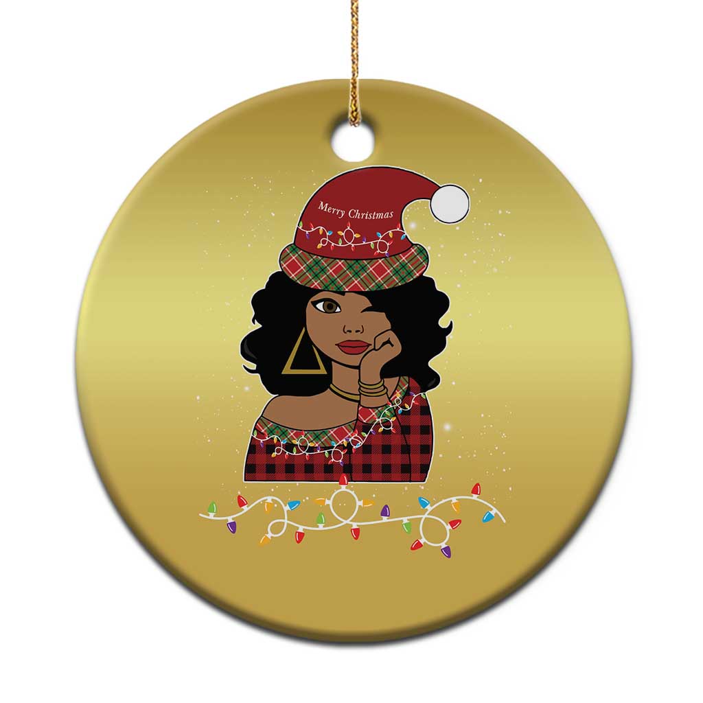 Black Santa African American Xmas Christmas Ornament Sassy Afro Queen Black Woman - Wonder Print Shop