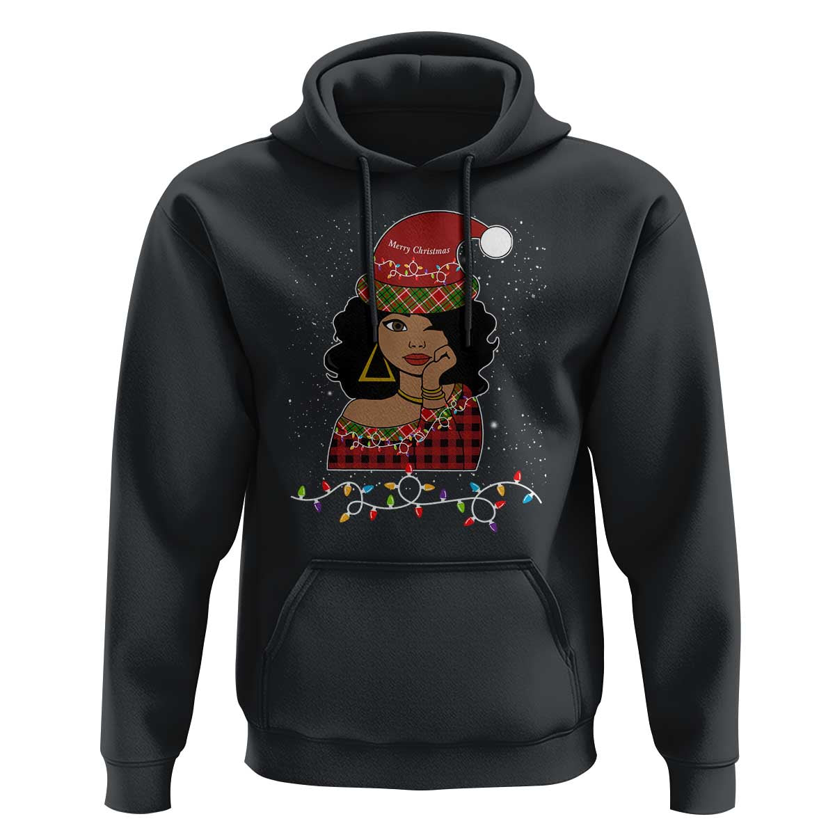 Black Santa African American Christmas Hoodie Sassy Afro Queen Black Woman