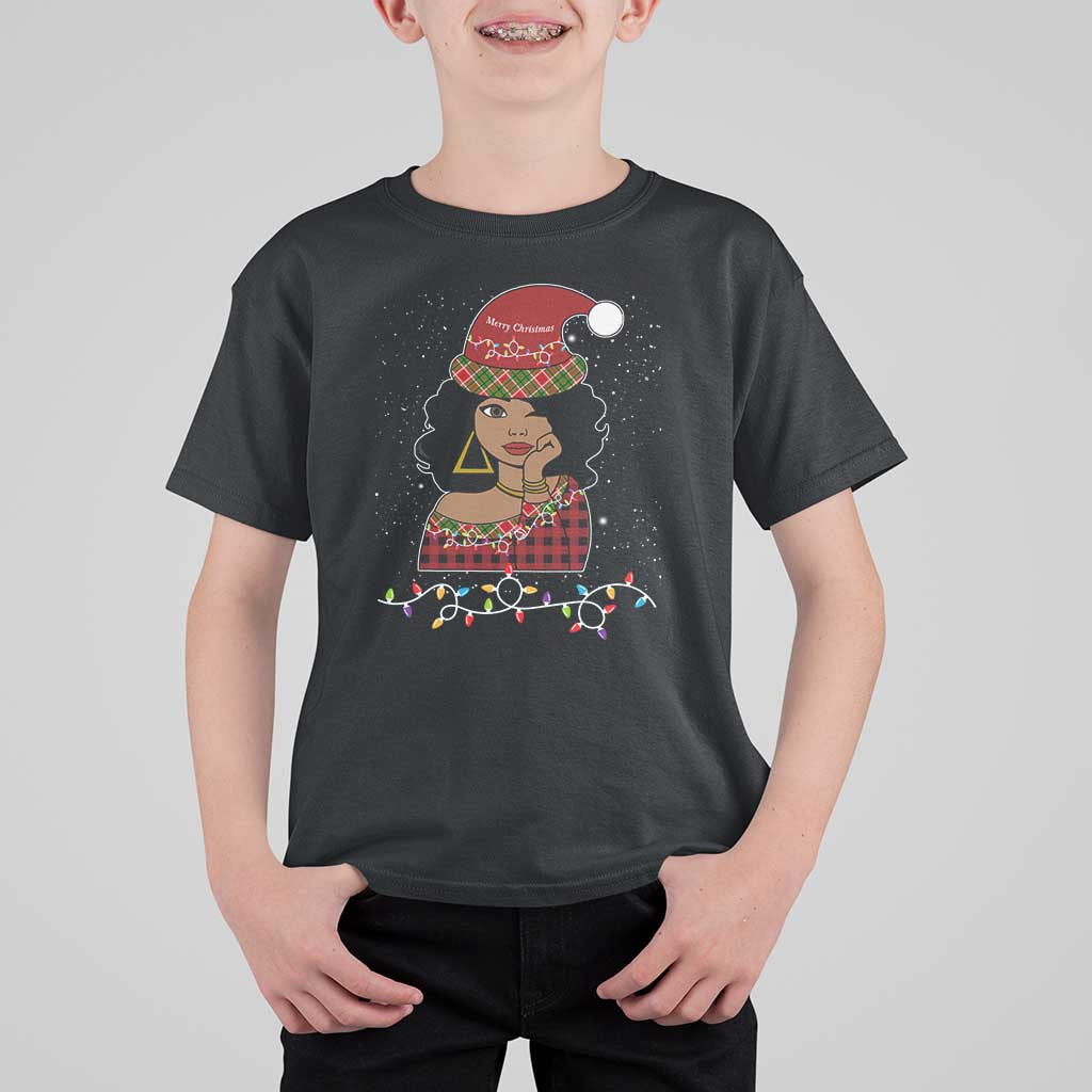 Black Santa African American Christmas T Shirt For Kid Sassy Afro Queen Black Woman - Wonder Print Shop