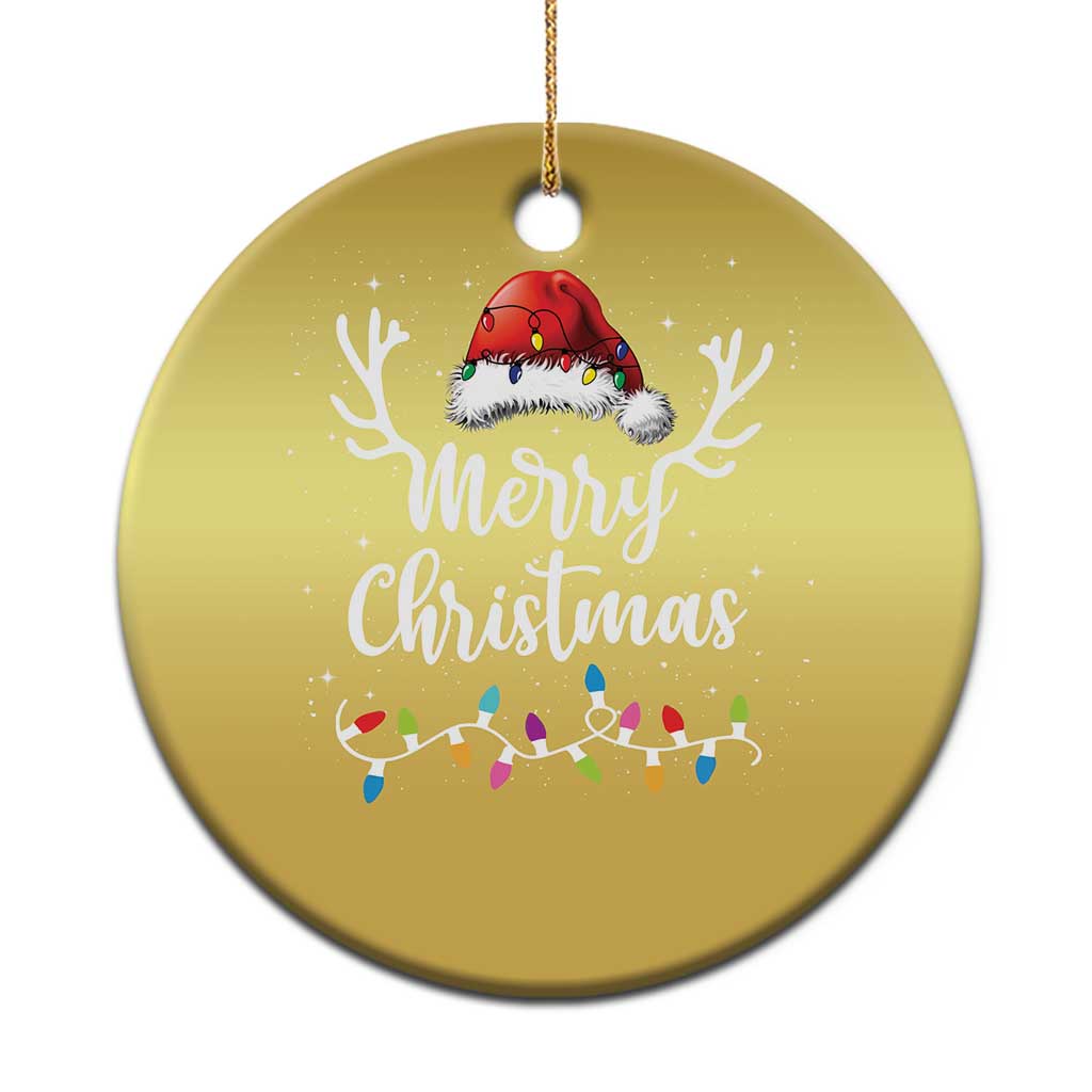 Merry Christmas Christmas Ornament Lights Red Santa Hat Xmas Family Matching - Wonder Print Shop