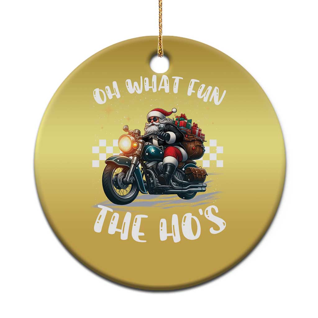 Biker Grandpa Santa on Motorcycle Xmas Christmas Ornament Funny Oh What Fun It Is To Ride - Wonder Print Shop