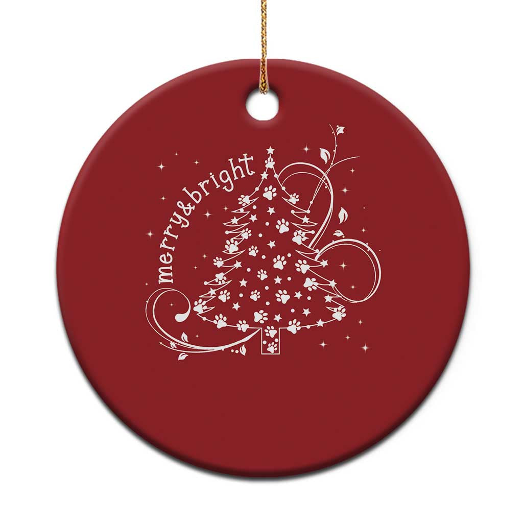 Christmas Dog Christmas Ornament Merry & Bright Cute Xmas Tree with Paws Gift for Dog Lover - Wonder Print Shop