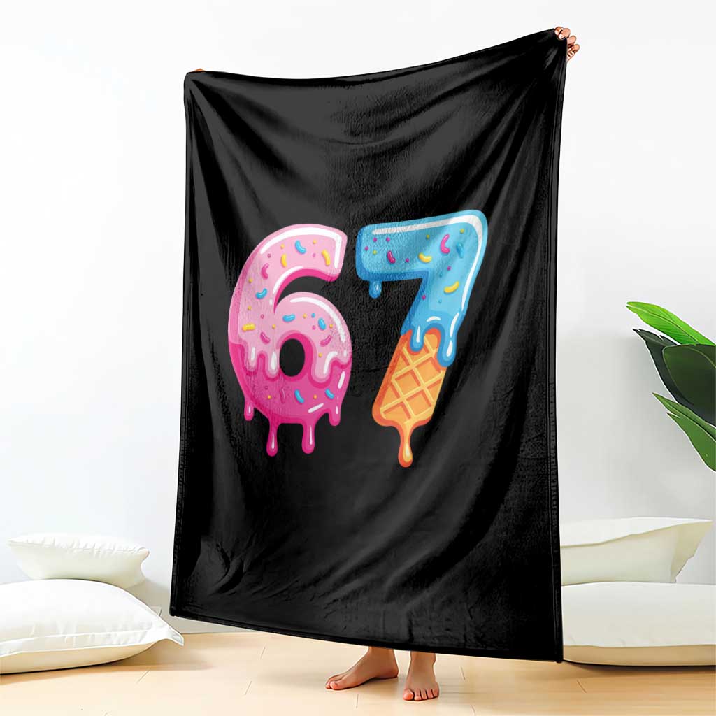67 Ice Cream Drip Meme Throw Blanket Funny Six Seven Gen Alpha Slang - Wonder Print Shop