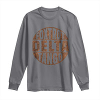 Charcoal long sleeve shirt with round Foxtrot Delta Tango distressed print