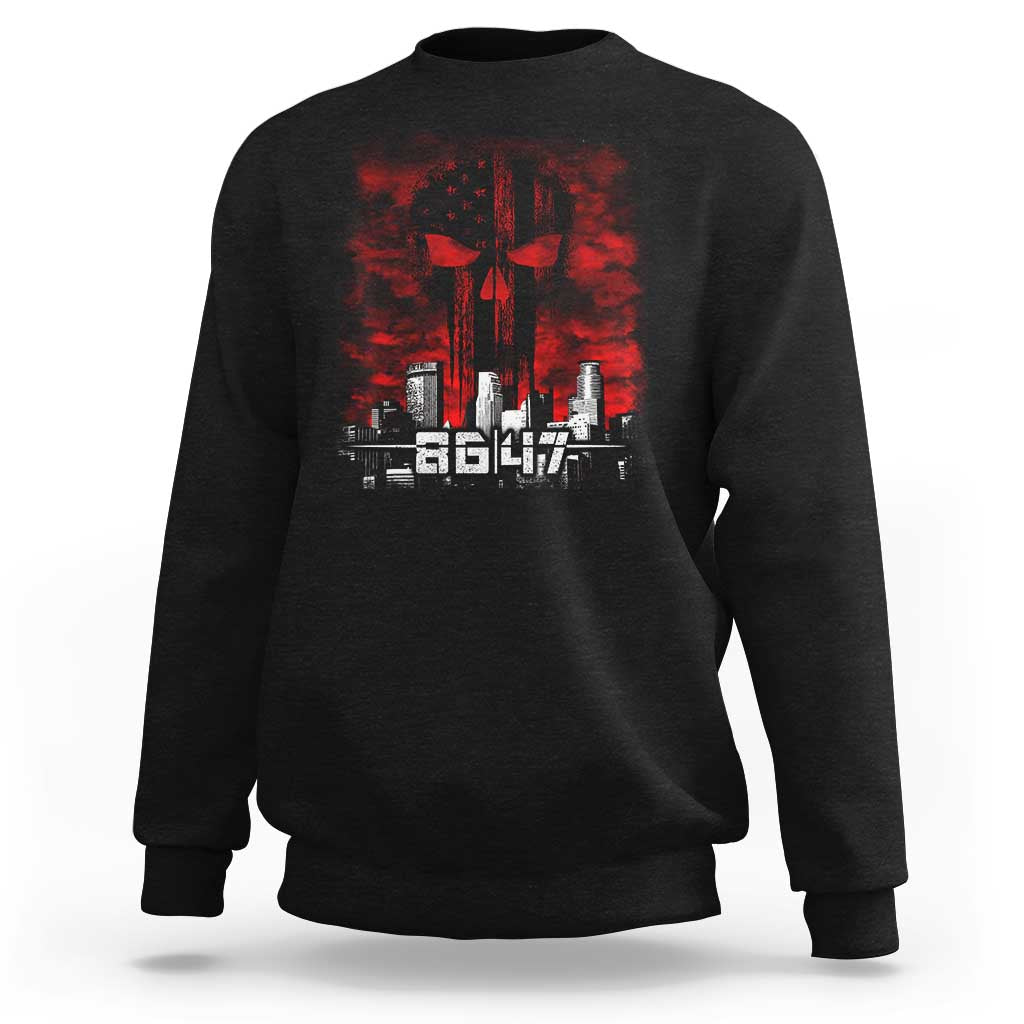 Retro 8647 Sweatshirt Vintage USA American Flag Skull