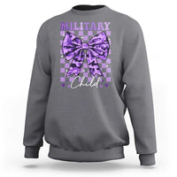 Military Child Coquette Bow Sweatshirt Purple Up Camo
