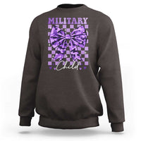 Military Child Coquette Bow Sweatshirt Purple Up Camo