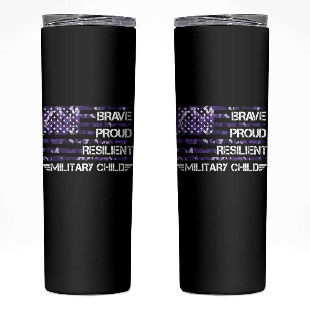 Military Kids Military Child Skinny Tumbler Camo American Flag USA Camouflage