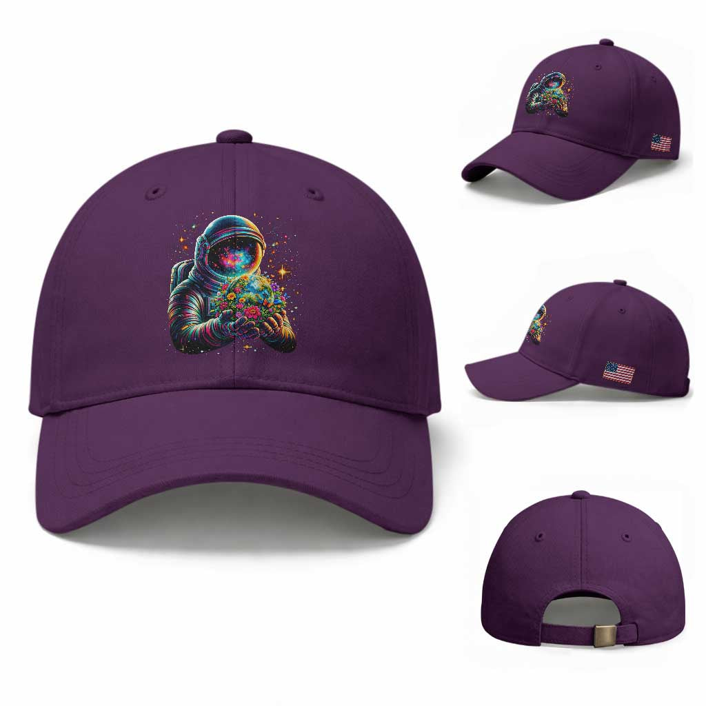 Astronaut Earth Flowers Spaceman Planet Galaxy Universe Baseball Cap