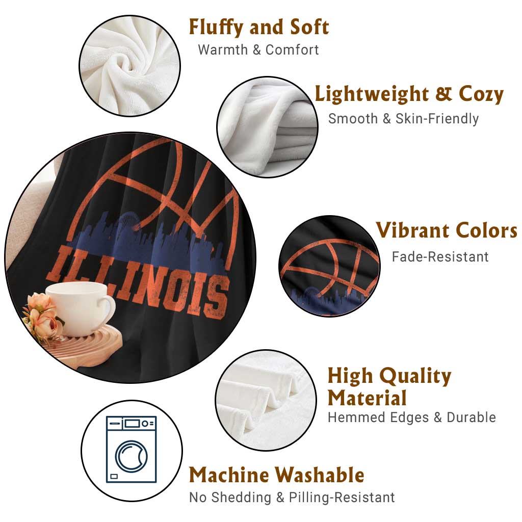 Illinois Fan Throw Blanket IL State Basketball Game Day