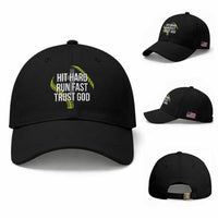 Hit Hard Run Fast Trust God Christian Softball Baseball Cap