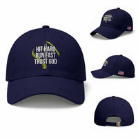 Hit Hard Run Fast Trust God Christian Softball Baseball Cap
