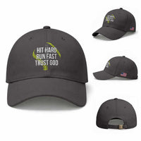Hit Hard Run Fast Trust God Christian Softball Baseball Cap