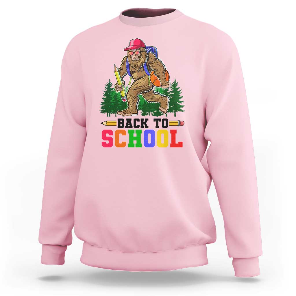 Light pink back to school Bigfoot graphic sweatshirt with long sleeves