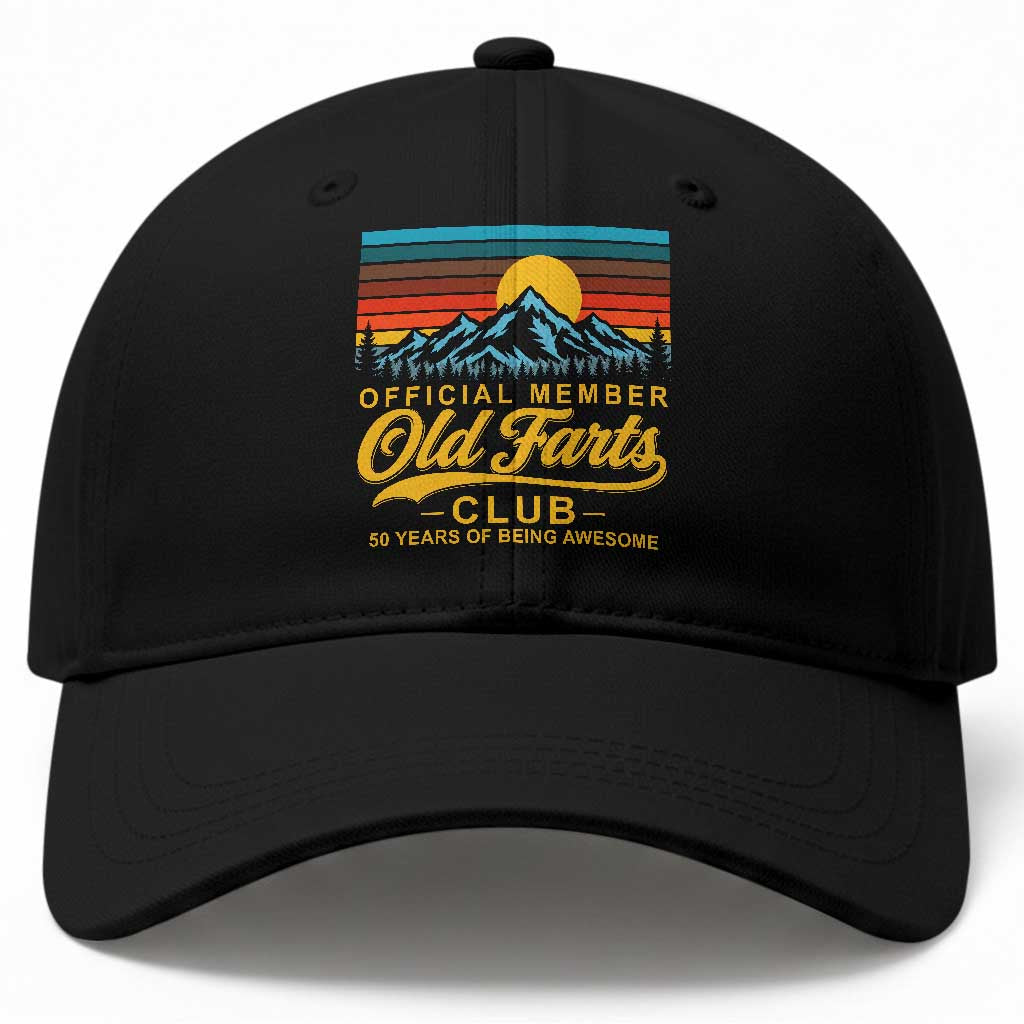 50th Birthday Official Member Old Fart Club Baseball Cap 50 Years of Being Awesome Funny Fart Joke Retro
