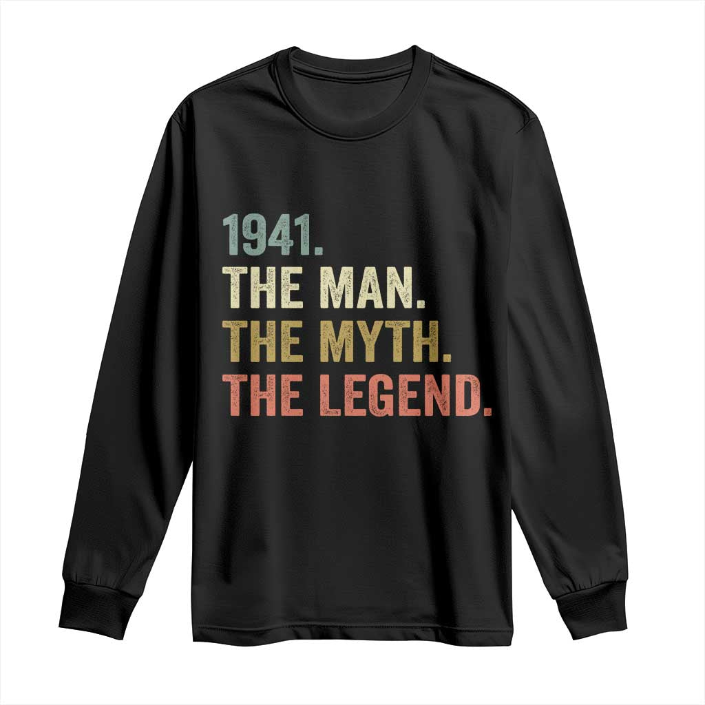 Funny 85th Birthday Retro 1941 The Man The Myth The Legend Long Sleeve Shirt 85 Years Old Gifts