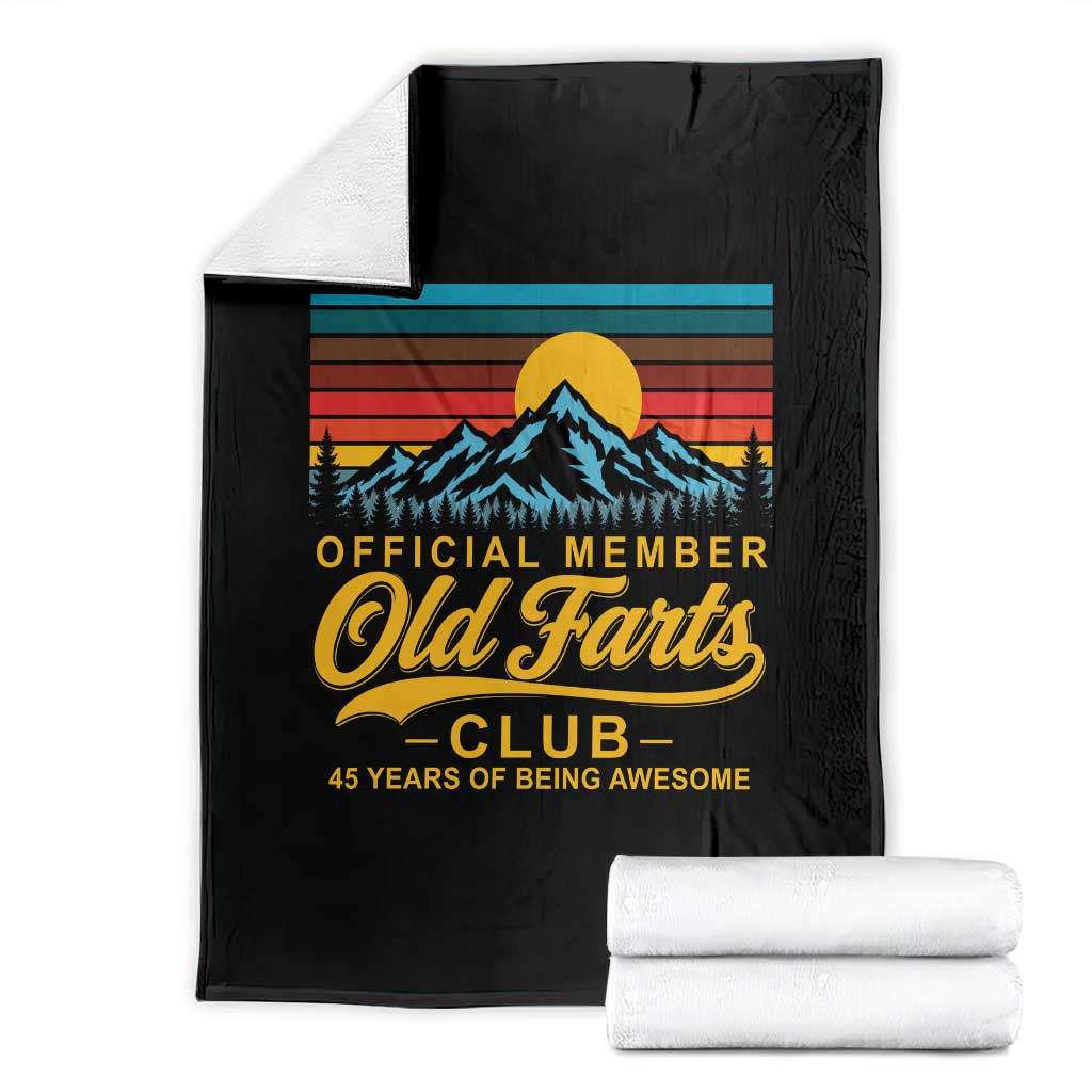 45th Birthday Official Member Old Fart Club Throw Blanket 45 Years of Being Awesome Funny Fart Joke Retro