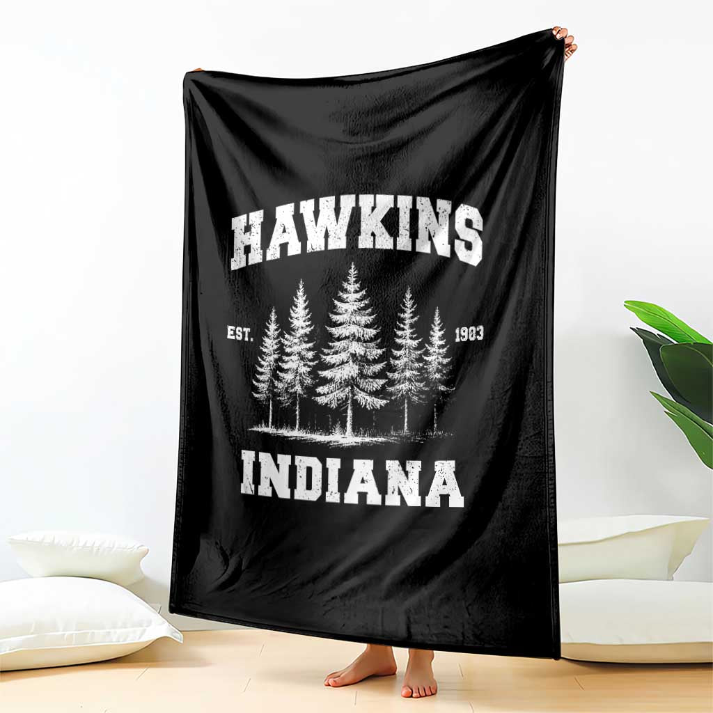 Funny Hawkins Sci Fi Lover Throw Blanket Indiana Strangers Pine Tree - Wonder Print Shop