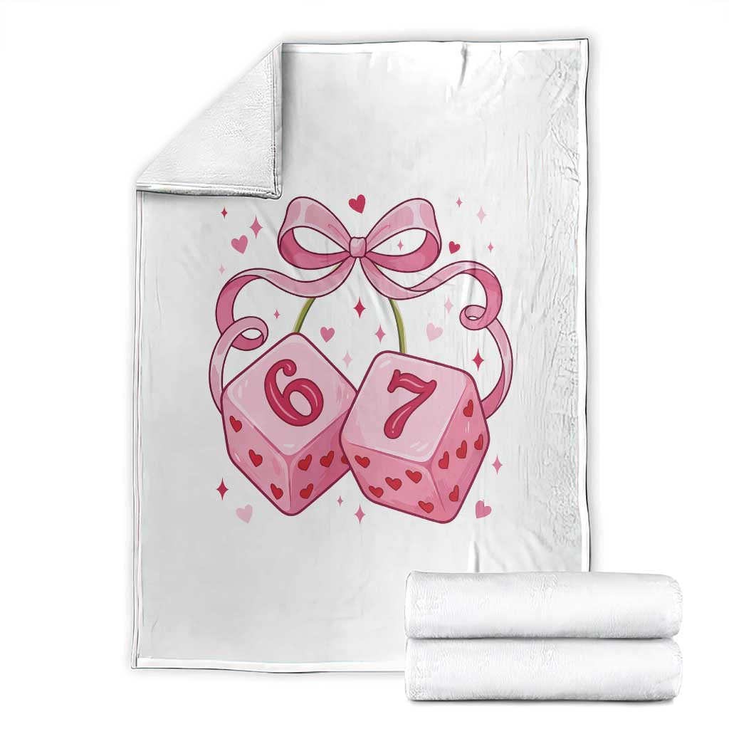 Funny 67 Dice Valentines Day Six Seven Meme Coquette Throw Blanket