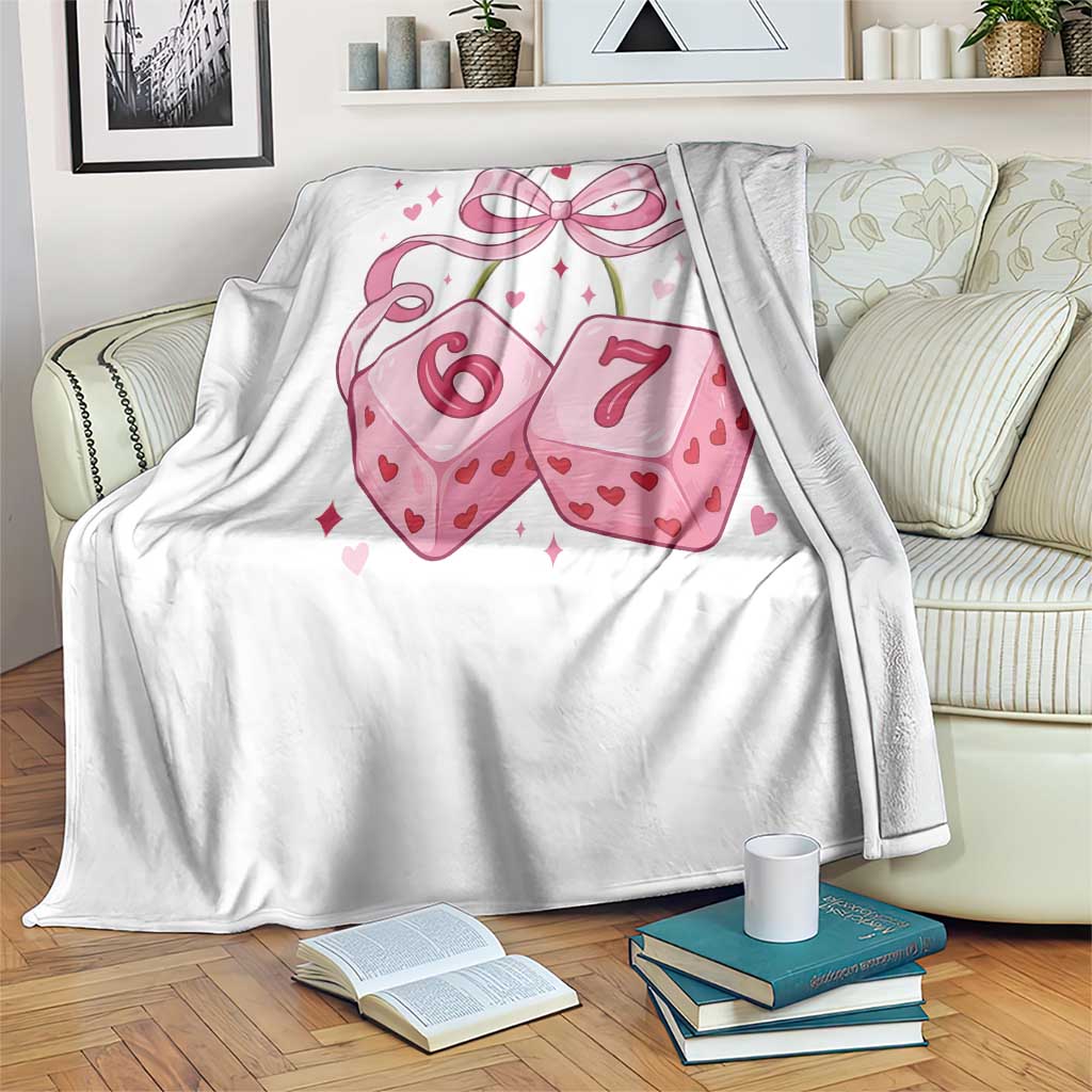 Funny 67 Dice Valentines Day Six Seven Meme Coquette Throw Blanket
