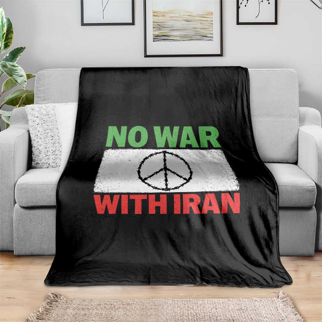 No War With Iran Throw Blanket Iranian People Support Barbed Wire Peace Sign