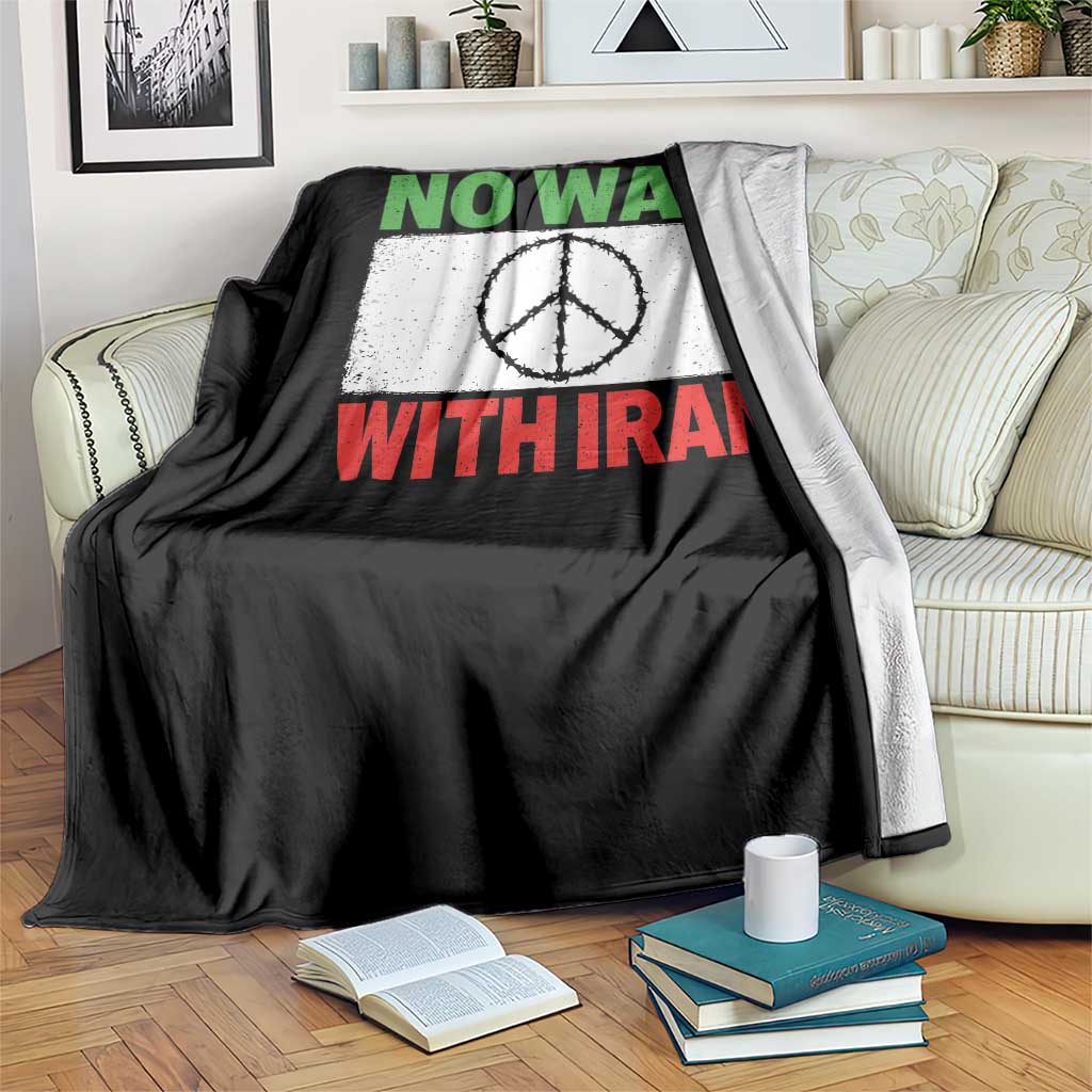 No War With Iran Throw Blanket Iranian People Support Barbed Wire Peace Sign