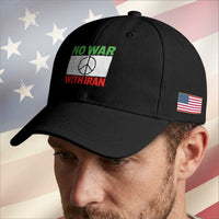 No War With Iran Baseball Cap Iranian People Support Barbed Wire Peace Sign
