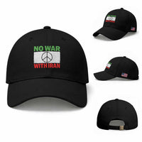 No War With Iran Baseball Cap Iranian People Support Barbed Wire Peace Sign