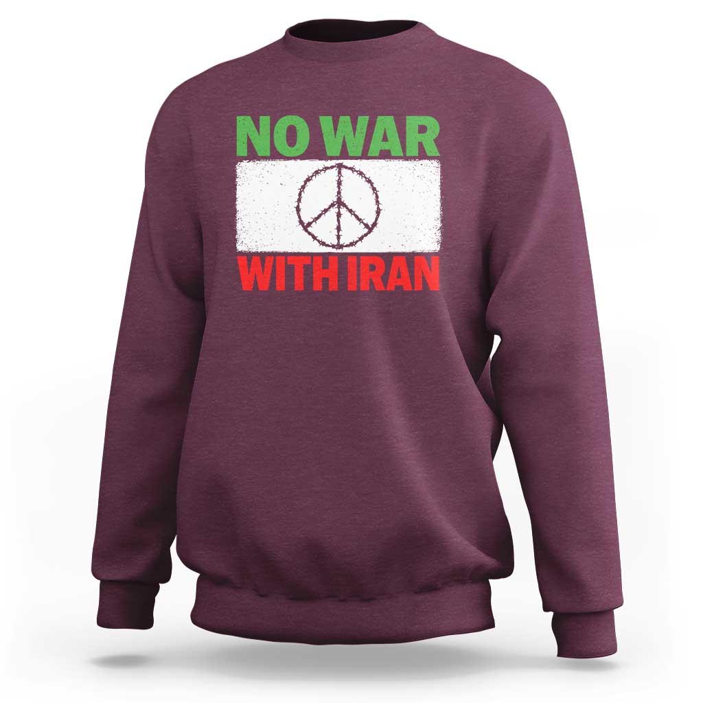 No War With Iran Sweatshirt Iranian People Support Barbed Wire Peace Sign