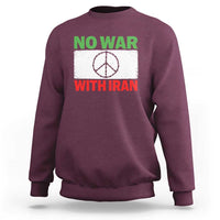 No War With Iran Sweatshirt Iranian People Support Barbed Wire Peace Sign