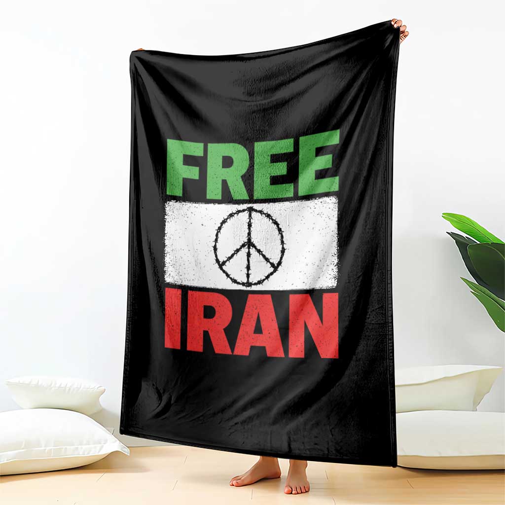 Free Iran Throw Blanket Stop War Barbed Wire Peace Sign