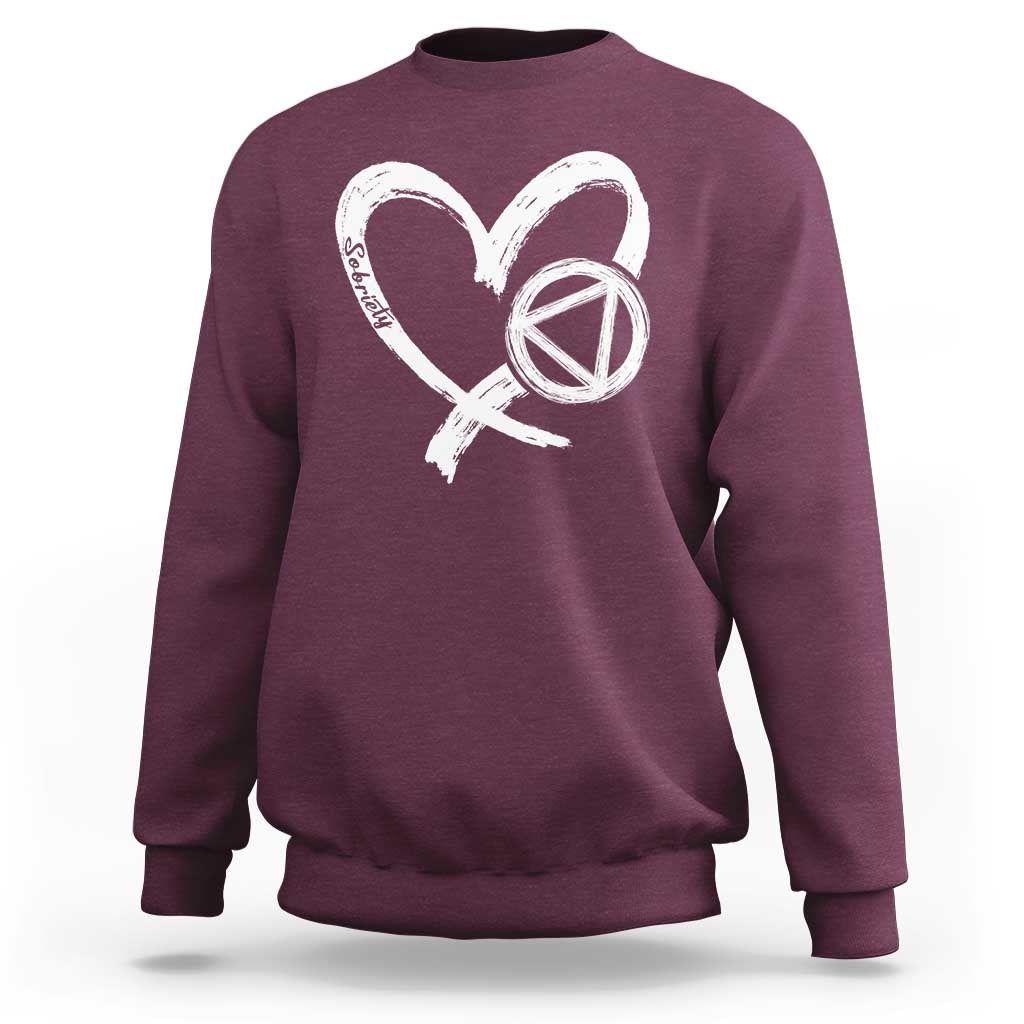 Sobriety Heart Sober Anniversary Alcoholic Abstinence Sweatshirt
