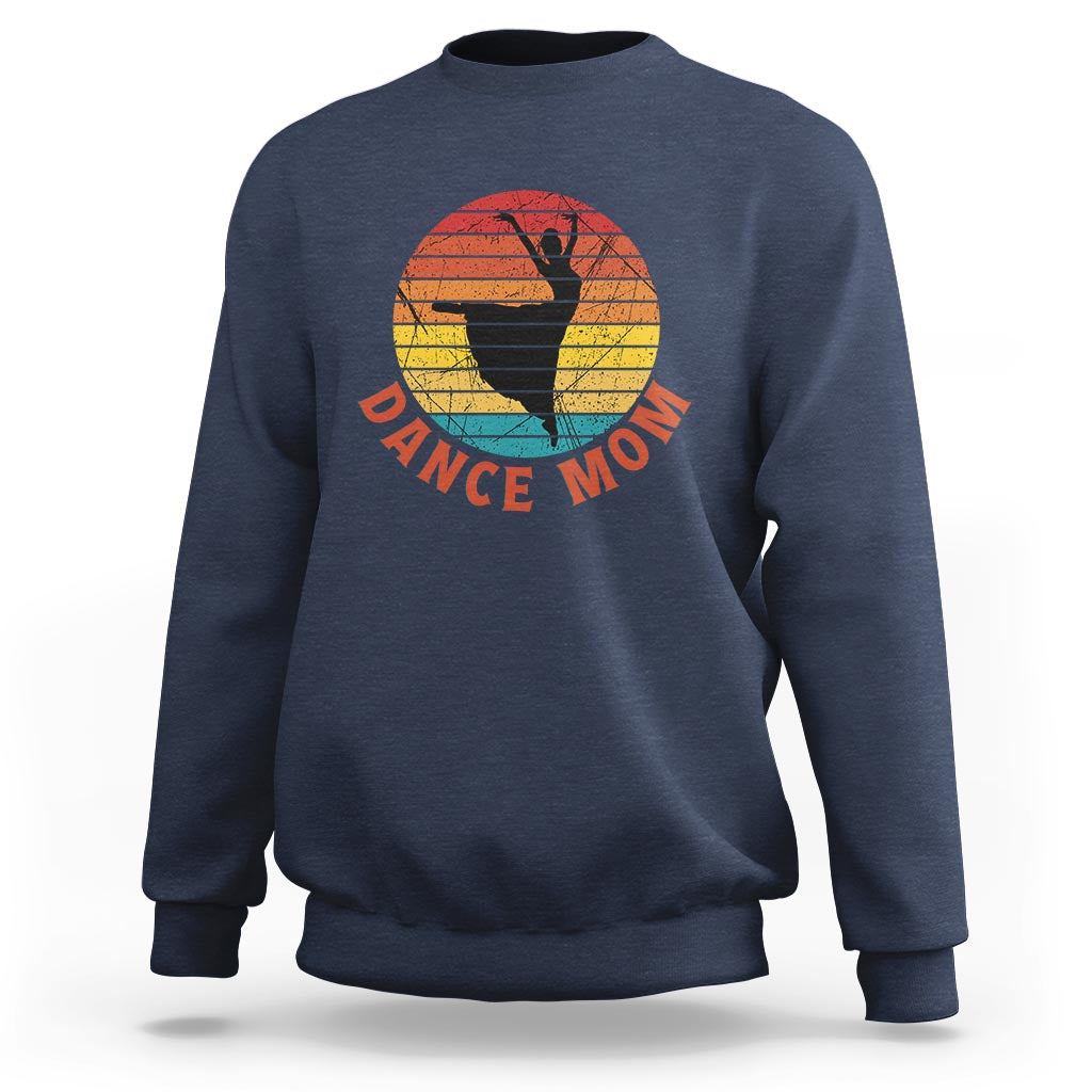 Navy crewneck sweatshirt with vintage dancer graphic and “Dance Mom” text