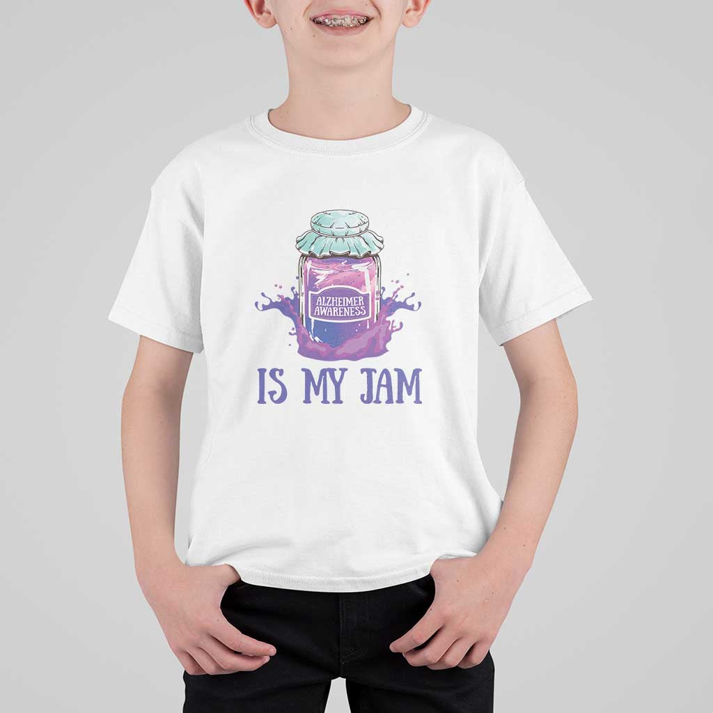 Alzheimer Is My Jam T Shirt For Kid Awareness Support Funny Saying Quotes Grape Jar - Wonder Print Shop