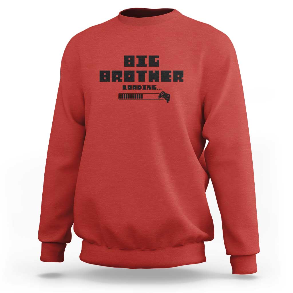 Red crewneck sweatshirt with Big Brother gaming logo graphic on front.