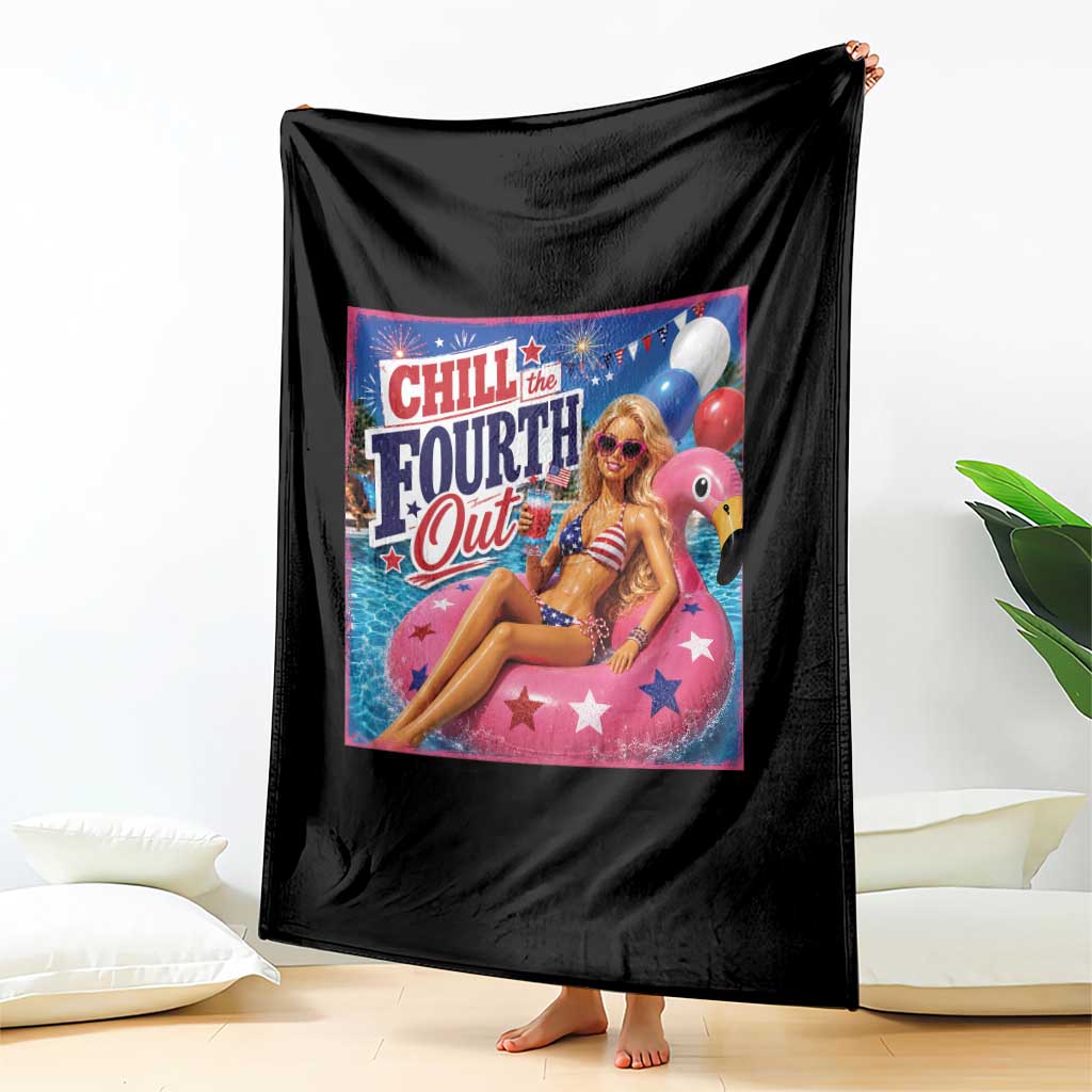 Chill The Fourth Out Doll Meme 4th of July Throw Blanket