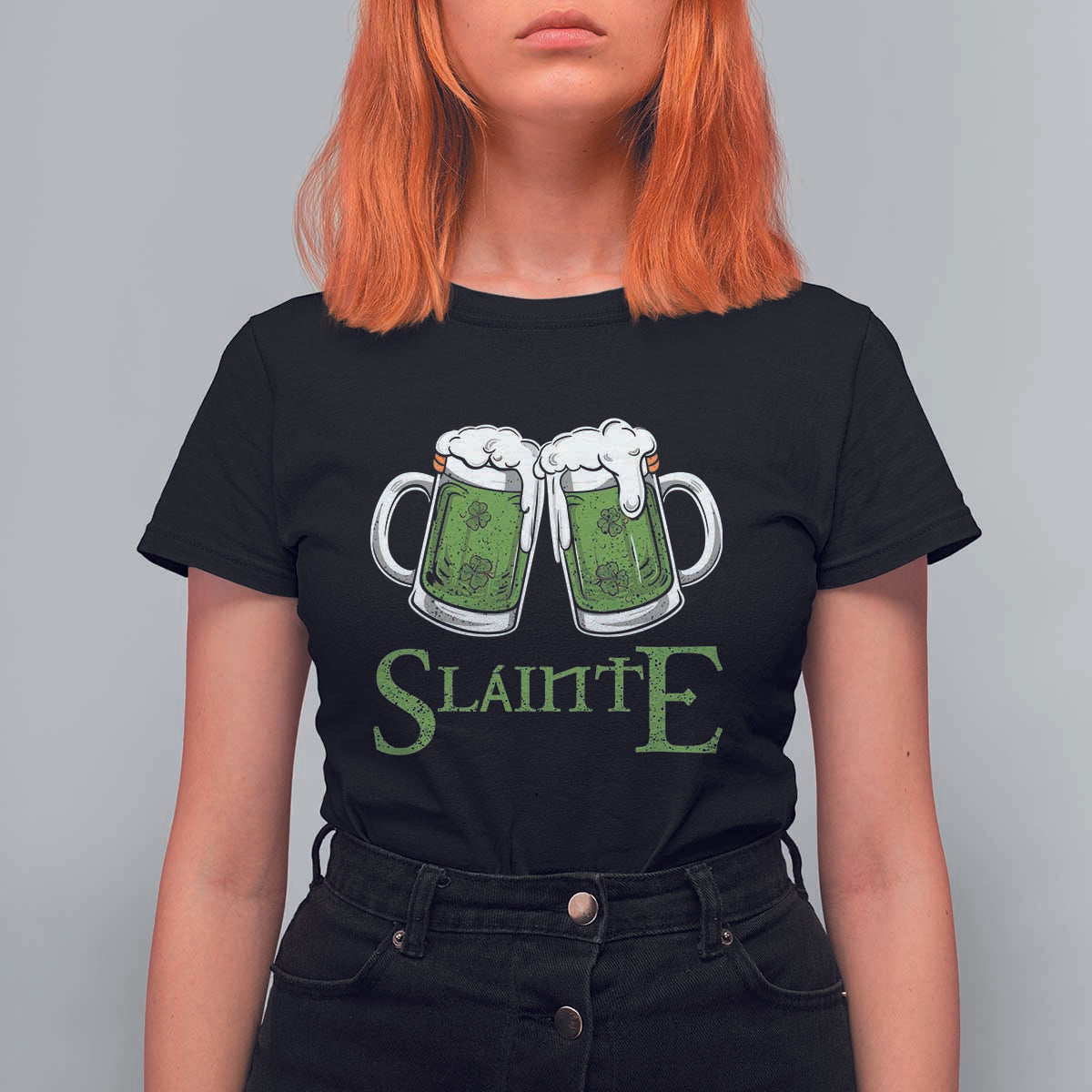 Funny Irish Beer Drinking T Shirt For Women Slainte St Patrick's Day Shamrock Beer Mugs