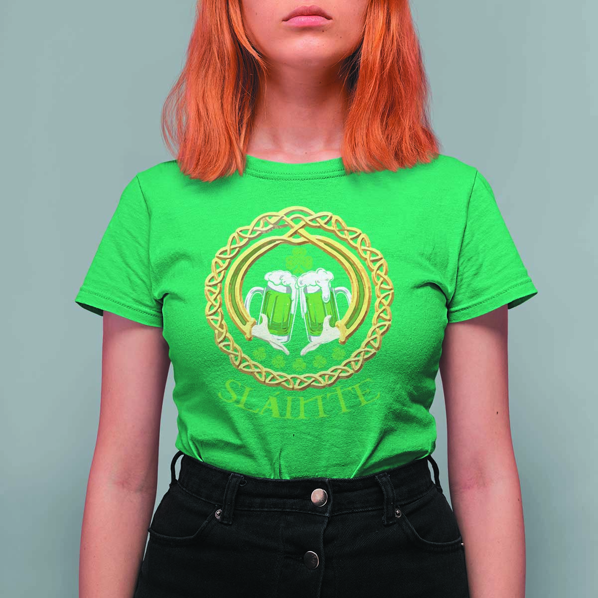 Funny Irish Beer Drinking St Patrick's Day Slainte T Shirt For Women Claddagh Ring Celtic Shamrock