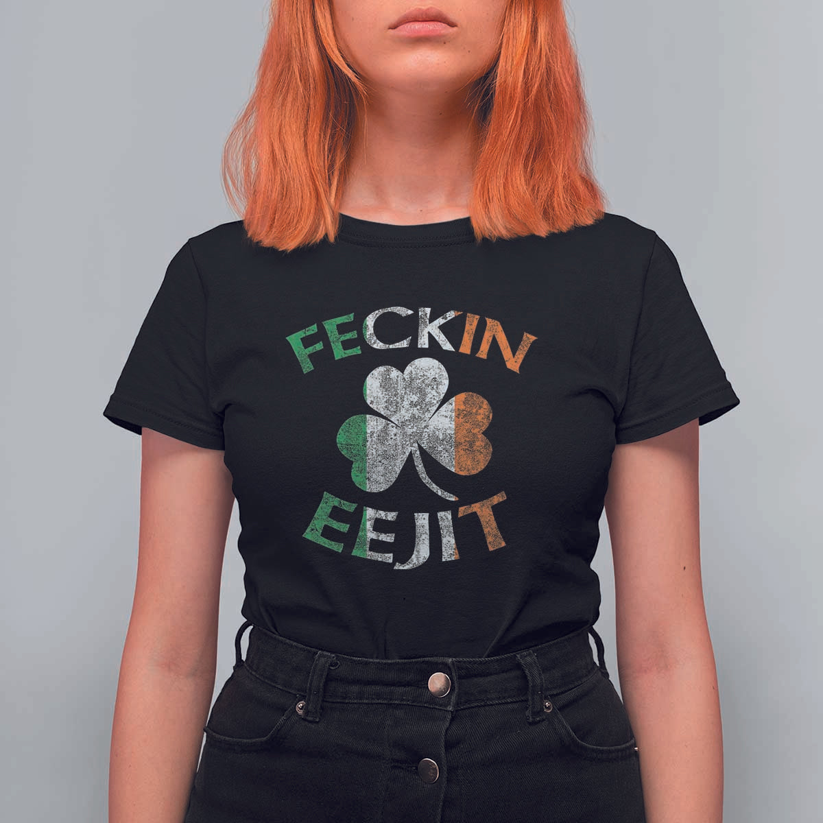 Funny Feckin Eejit T Shirt For Women Ireland Irish Slang Shamrock St Patrick's Day