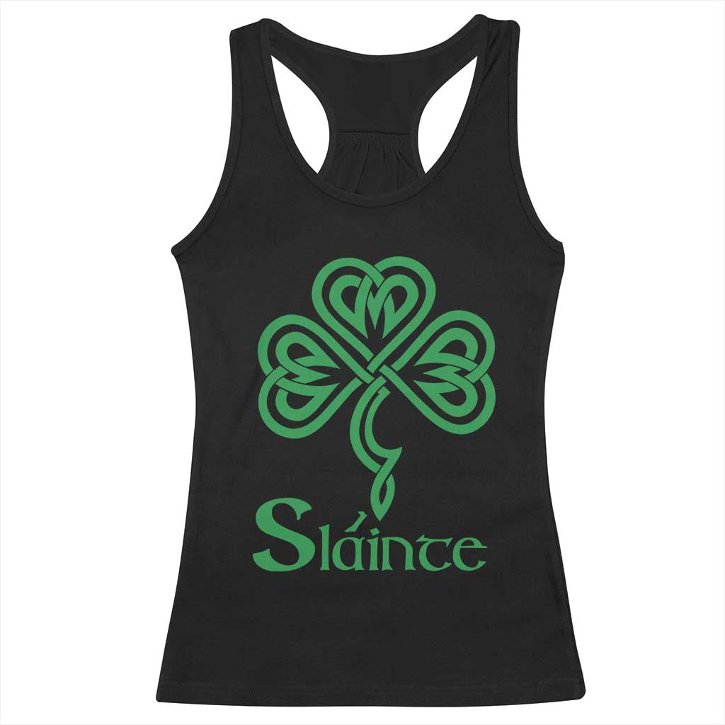 Funny Irish Beer Drinking St Patrick's Day Slainte Racerback Tank Top Celtic Shamrock