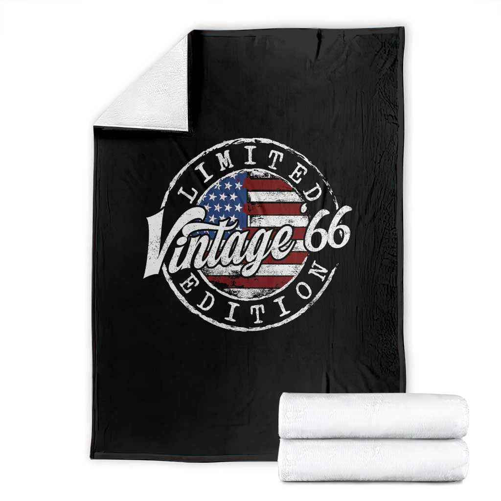 Funny 60th Birthday Throw Blanket Vintage 1966 Stamp 60 Years Old American Flag