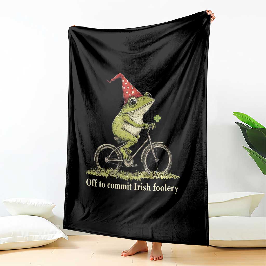 Funny Frog St Patricks Day Throw Blanket Off To Commit Irish Foolery Four Leaf Clover