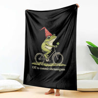Funny Frog St Patricks Day Throw Blanket Off To Commit Shenanigans Four Leaf Clover