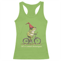 Funny Frog St Patricks Day Racerback Tank Top Off To Commit Shenanigans Four Leaf Clover